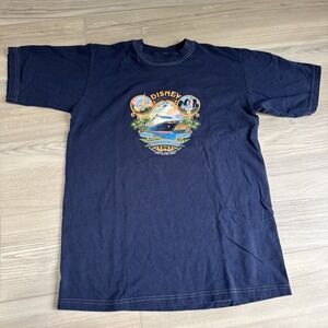 Vintage Disney Cruise Line Panama Canal Crossing 2005 Navy Blue Shirt Size Small